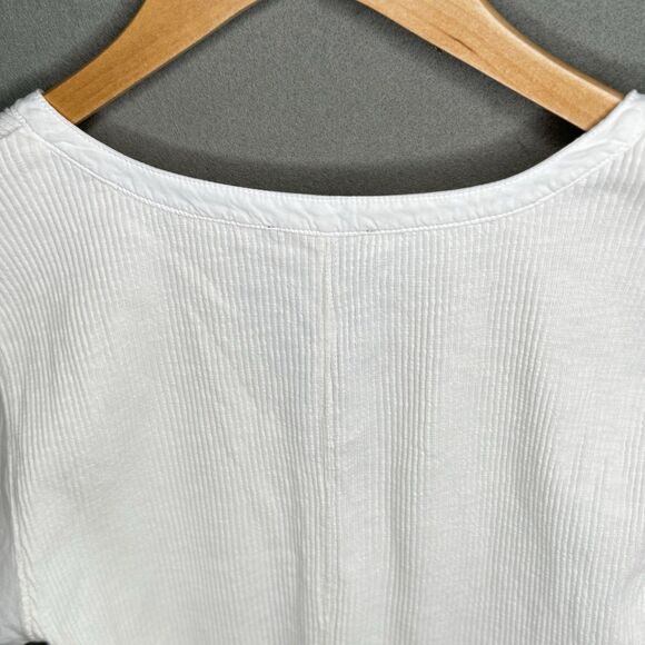 Lilla P Top Shirt Size L White Mixed Media Short Sleeve Split Neck Made in Peru - Picture 6 of 15
